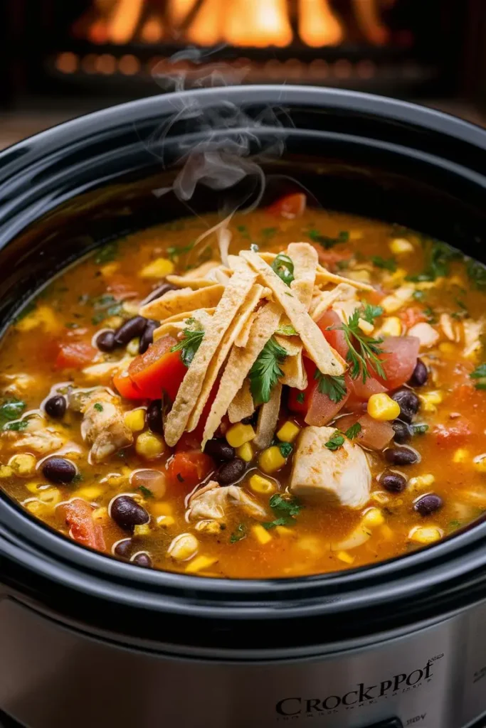 Crockpot Chicken Tortilla Soup Dump