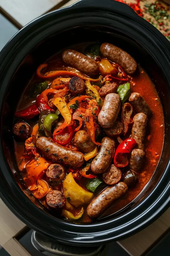 Crockpot Sausage and Peppers Dump