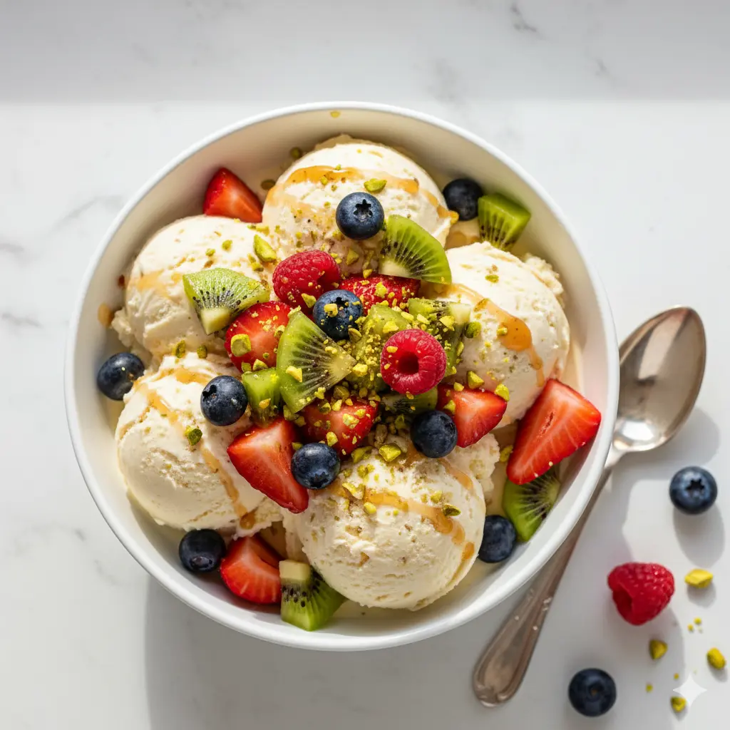 Ninja Creami Protein Ice Cream with fruits