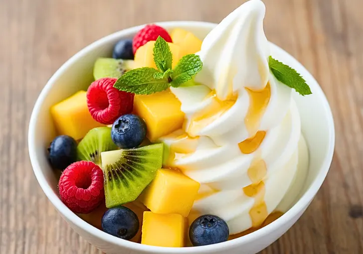 Frozen Yogurt with Fruit Topping