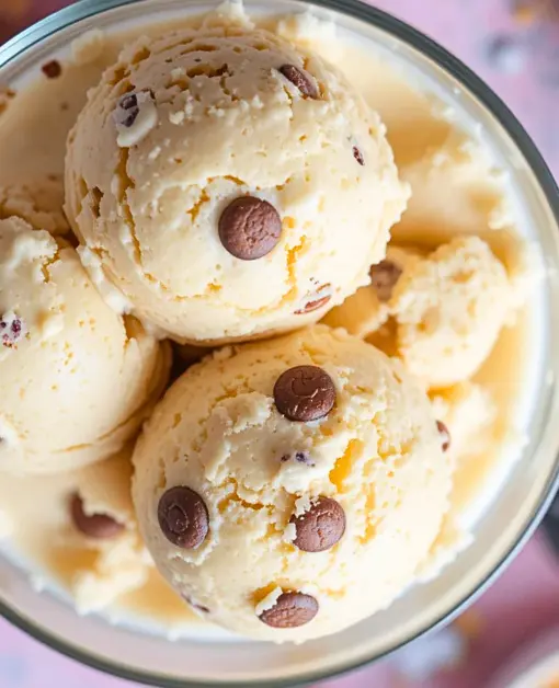 Top side view of Ninja Creami Cookie Dough Ice Cream