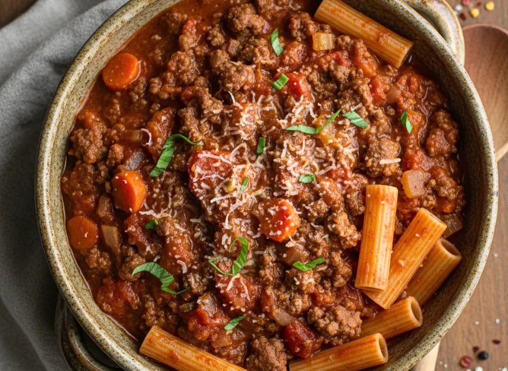 Crockpot Ground Beef Pasta Sauce Bolognese Style