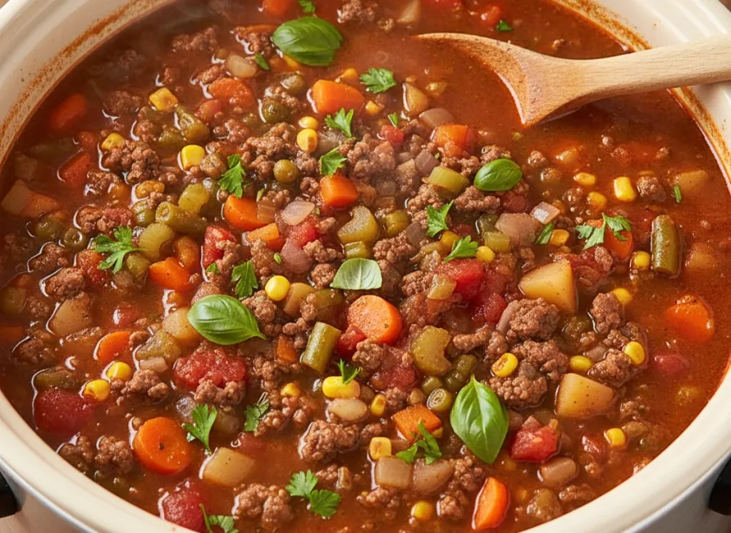 Crockpot Ground Beef Vegetable Soup