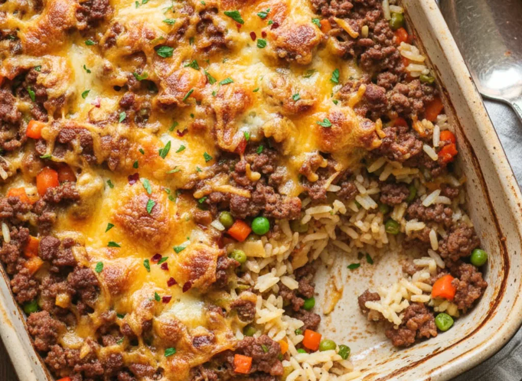 Crockpot Ground Beef and Rice Casserole