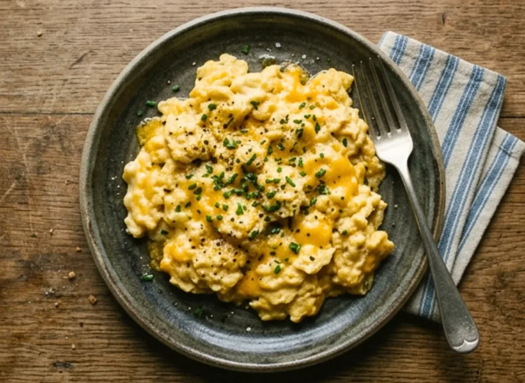 Fluffy Scrambled Eggs with Cheese