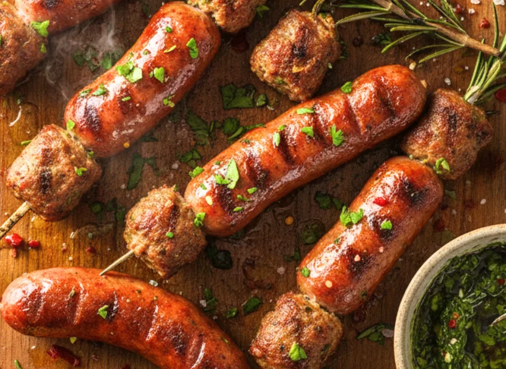 Grilled Herb and Sausage Skewers