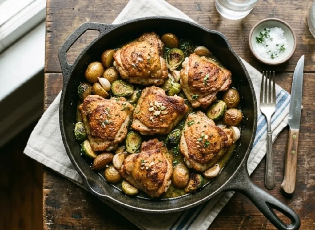 One Pan Chicken Thighs with Garlic Butter