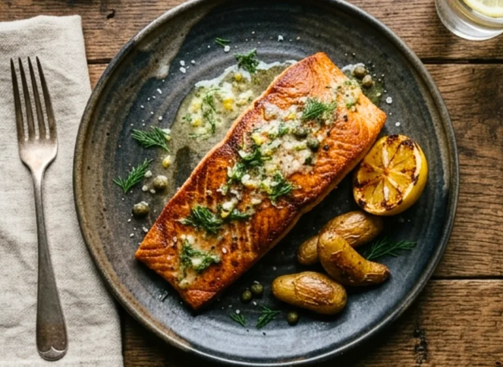 Pan Seared Salmon with Lemon Dill Butter