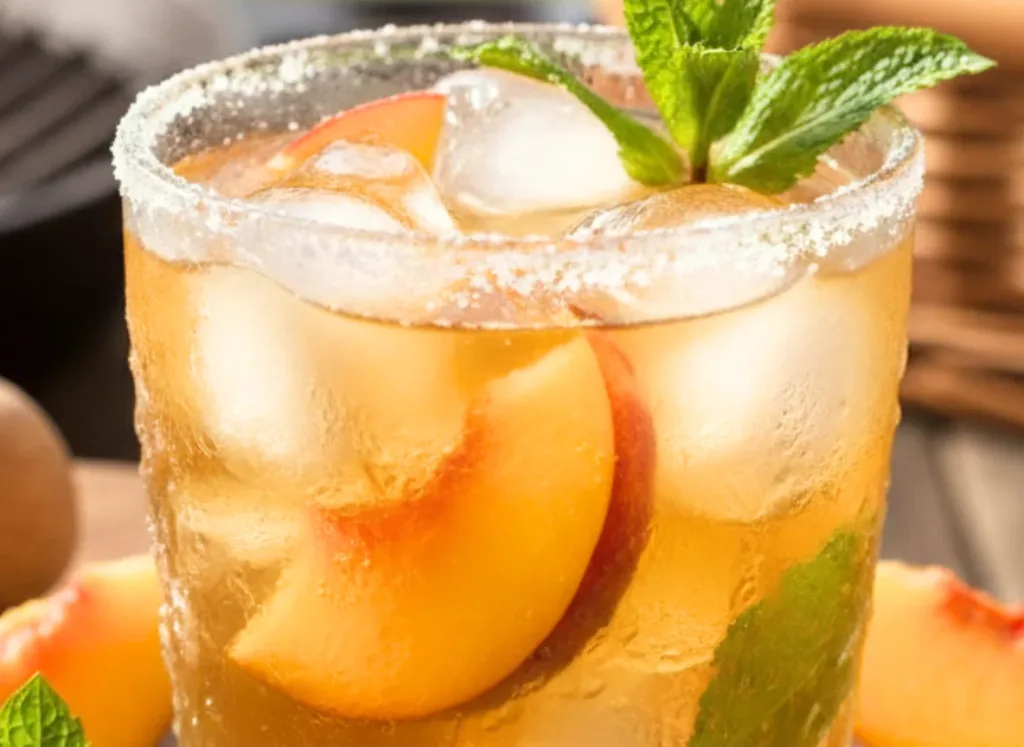 Peach Iced Tea Whiskey Smash for Summer Grills
