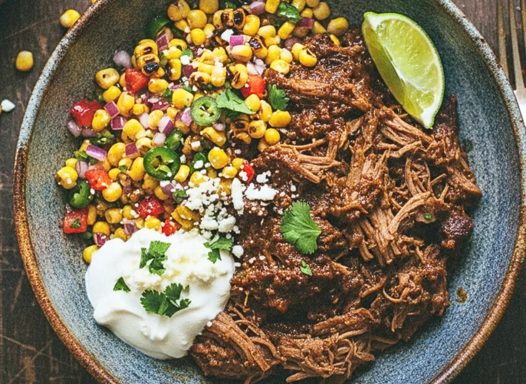 Slow Cooker Beef and Corn Salsa Bowl