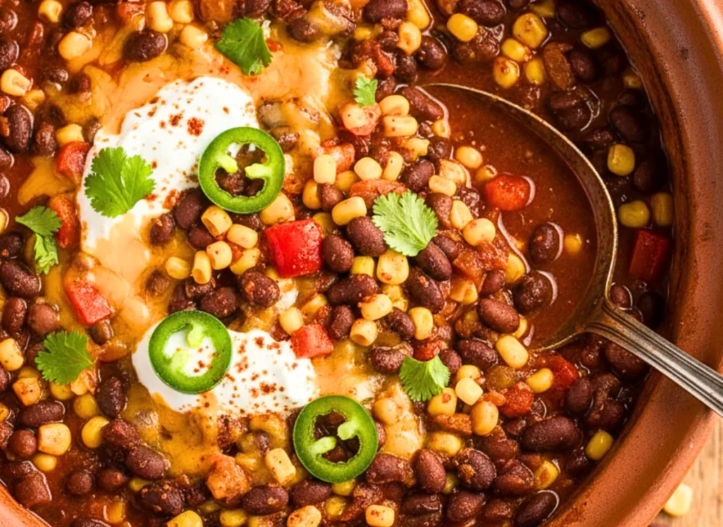 Slow Cooker Black Bean and Corn Chili