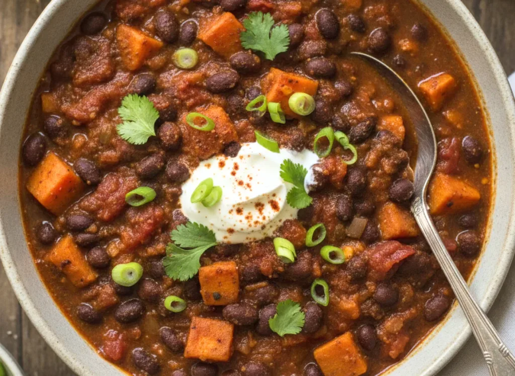 Slow Cooker Black Bean and Sweet Potato Chili