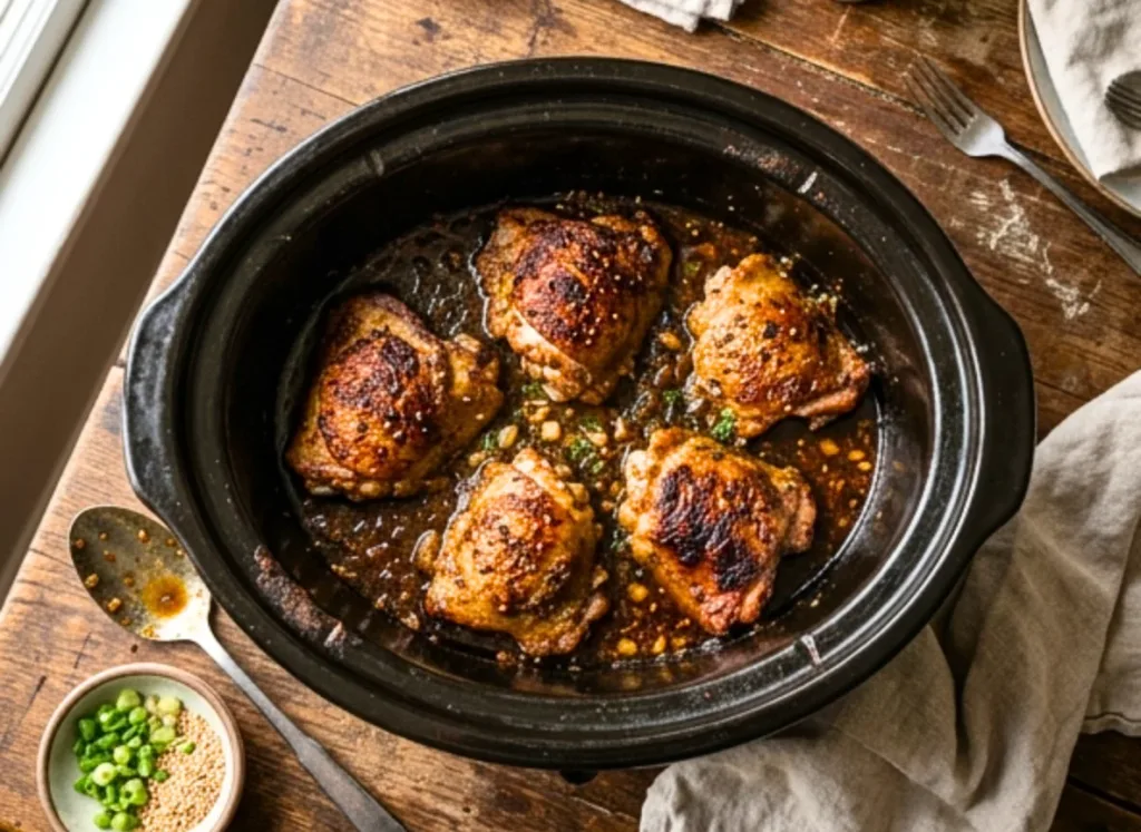 Slow Cooker Honey Garlic Chicken Thighs