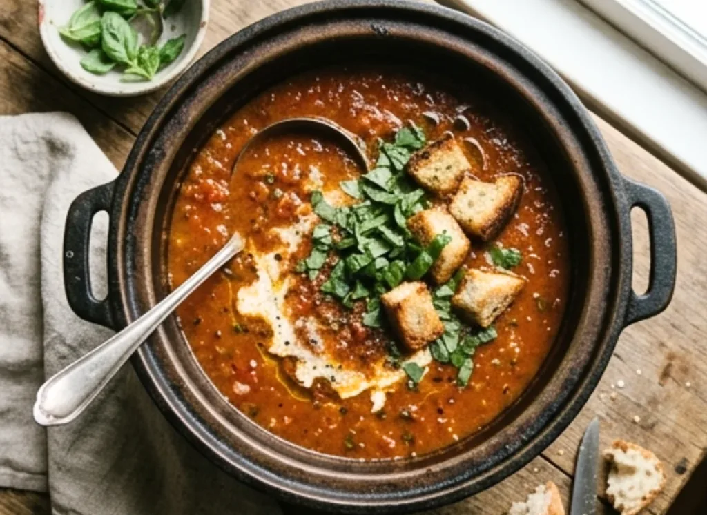 Slow Cooker Tomato Basil Soup 1