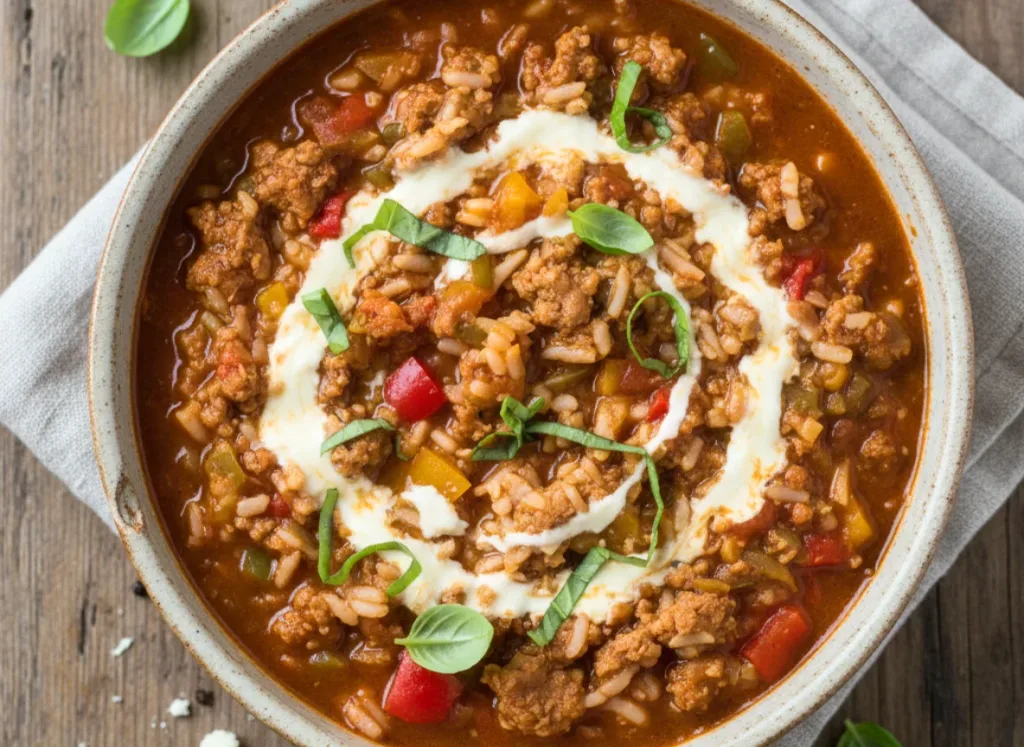 Vegetarian Slow Cooker Stuffed Pepper Soup