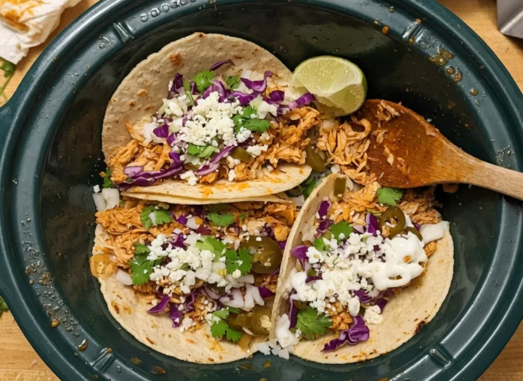 Dump and Go Crockpot Chicken Tacos