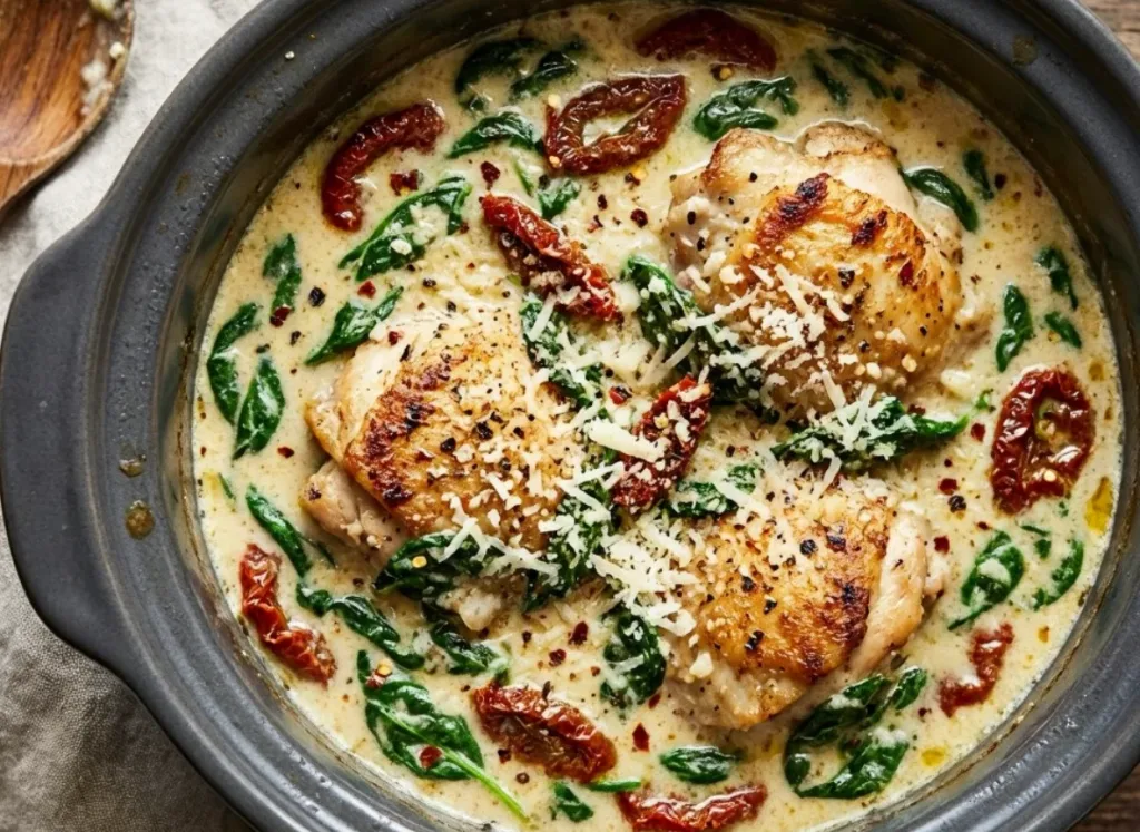 Slow Cooker Creamy Tuscan Chicken