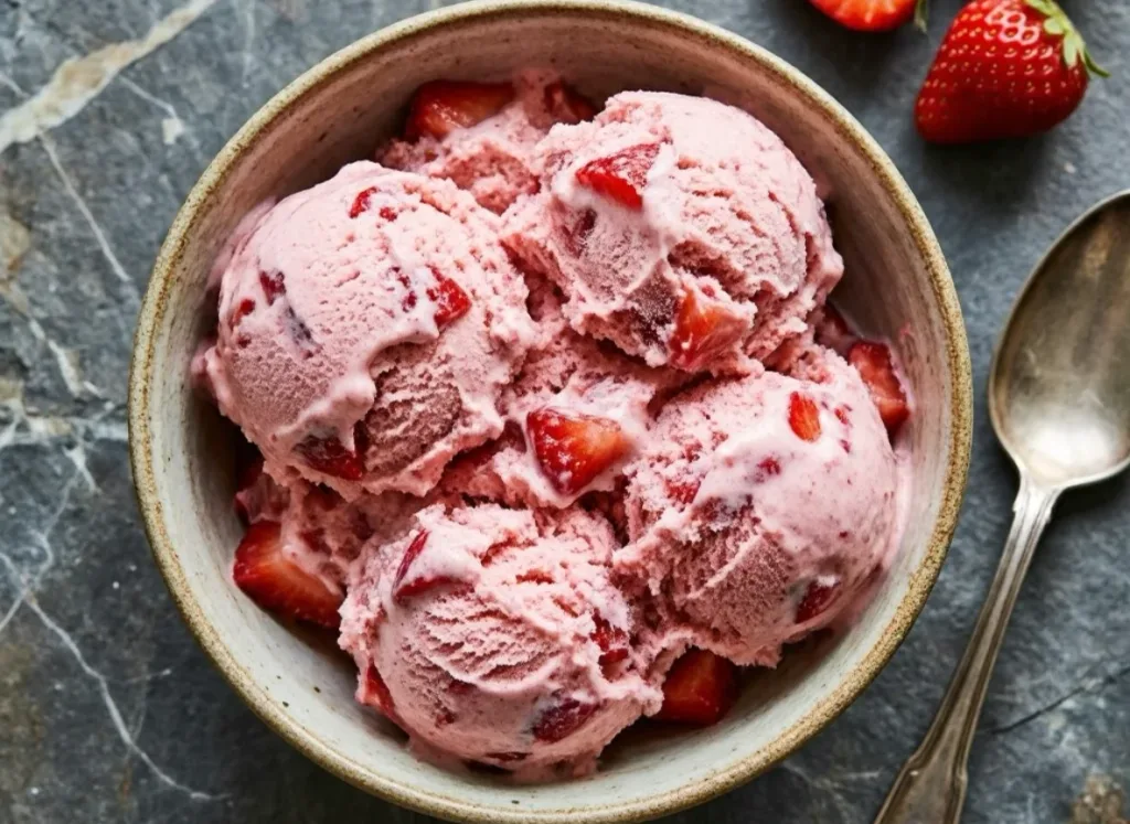 Strawberry Ice Cream Made Fresh